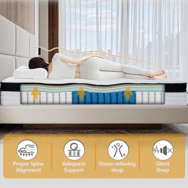KUDSQ Full Mattresses, 10 Inch Full Size Mattress in a Box, Hybrid Memory Foam Mattress Full Size Bed with Pocket Spring for Pressure Relief & Quiet Sleep, Medium Firm, Fiberglass Free/CertiPUR-US - Image 4