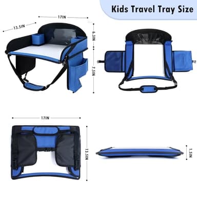 WENRENER Kids Travel Tray, Travel Tray For Kids Car Seat, Toddler Road Trip Essentials With Drawing Kit, Carseat Tray For Kids Travel, Travel Activities Road Trip Must Haves For Kids (Navy Blue) - Image 6