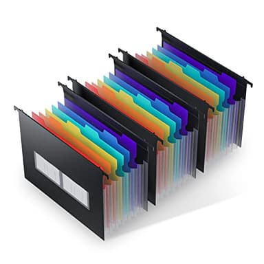ThinkTex Plastic Expanding Hanging File Folders, 7 Innovative 1.2" Accordian Pockets, Large Capacity, Multi-Color Tabs, Letter Size for Filing Cabinet - 3 Packs - Image 1