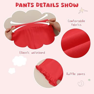 YUEMION Toddler Gir Clothes, 2Pcs Baby Gir Summer Outfits Ruffle Sleeveless Shirts Flora Tops + Shorts Clothing Set(Strawberry + Red, 4-5T) - Image 7