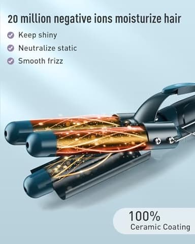Waver Curling Iron Wand - BESTOPE PRO 5 in 1 Curling Wand Set with 3 Barrel Hair Crimper for Women, Fast Heating Crimper Wand Curler in All Hair Type - Green - Image 4