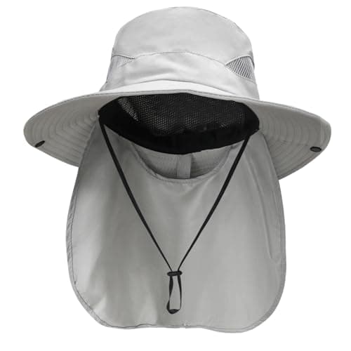 NPQQUAN Sun Hats for Men Women with Neck Flap UPF 50+ UV Protection Wide Brim Bucket Hat Safari Hiking Fishing Hats Lightgrey（Neck Flap） - Image 1