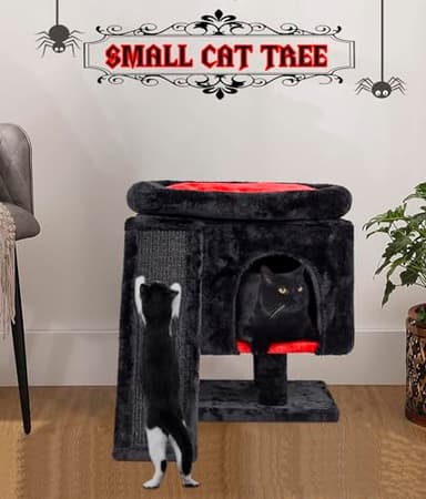 SYANDLVY Gothic Cat Tree with Coffin Bed for Indoor Cats, Cat Tower with Scratching Post, Modern Activity House for Large Cats, Condo with Board, Kittens Cave - Image 2