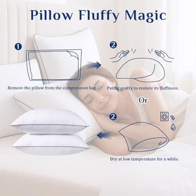 JOLLYVOGUE Bed Pillows Standard Size Set of 4, Cooling and Supportive Full Pillow 4 Pack with Down Alternative Filling for Side and Back Sleepers, Hotel Collection - Image 8