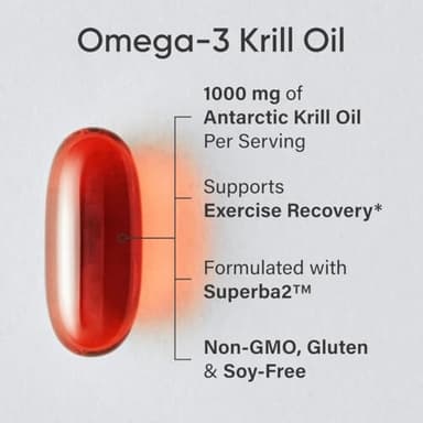 Sports Research® Omega-3 Krill Oil 1000mg - Double Strength Antarctic Krill Oil Supplement with Astaxanthin, Phospholipids & Choline - MSC Certified Sustainable & Gluten Free - 60 Capsules - Image 2