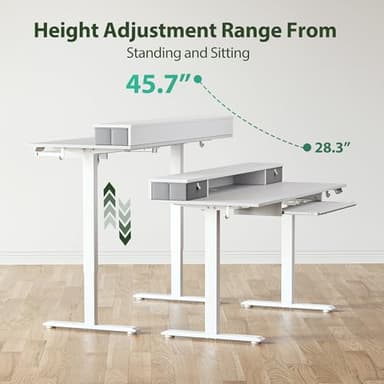 Agilestic Electric Standing Desk with 2 Drawers and Keyboard Tray, 55 x 24 Inches Ergonomic Adjustable Height Desk with Storage, Sit Stand up Desk Computer Workstation, White - Image 6