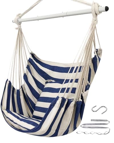 ADVOKAIR Hammock Chair Hanging Chair Swing Large Indoor with Anti-Slip Steel Spread Bar and Pocket-Max 500lbs-2 Cushions, Perfect for Bedroom,Outdoor,Patio, Porch,Backyard… - Image 1
