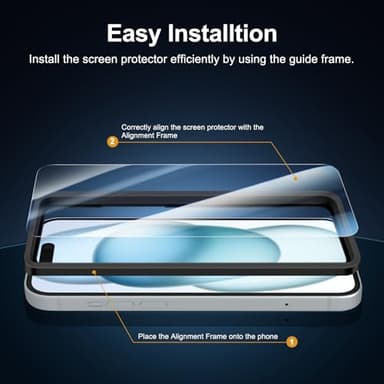 NEW'C [3 Pack] Designed for iPhone 16, iPhone 15 (6.1 inches) Screen Protector Tempered Glass with easy installation tool included,Case Friendly Ultra Resistant - Image 3