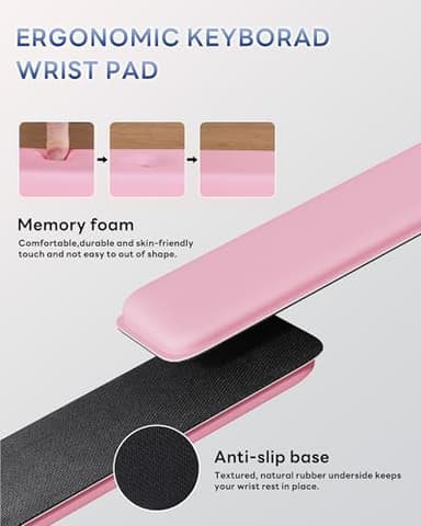 Laborio Computer Keyboard Wrist Rest Stand for Desktop, Keyboard Holder for Easy Typing with Wrist Pad for Office Desk, Home, School (Pink) - Image 5