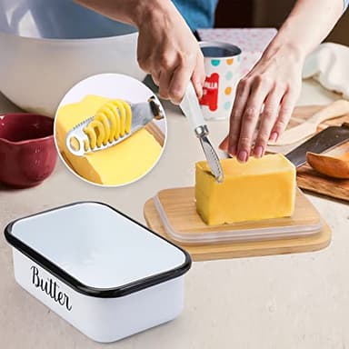 LANDNEOO Butter Dish with Lid and Butter Curler Knife - Unbreakable Stainless Steel Keeper Container with Double Silicone Sealing, for Kitchen Farmhouse Decor - Image 6