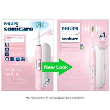 Philips Sonicare ProtectiveClean 6100 Rechargeable Electric Toothbrush, with Pressure Sensor, 3 Cleaning Modes, SmarTimer and QuadPacer, 14-Day Battery Life, Travel Case, Pink, Model HX6876/21 - Image 6