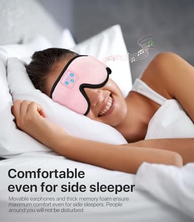 Sleep Headphones, Boodlab 3D Bluetooth Sleep Mask with Ultra Thin Speakers, Wireless Washable Sleeping Headphones for Side Sleepers Men Women Air Travel Cool Tech Gadgets Unique Gifts - Image 3