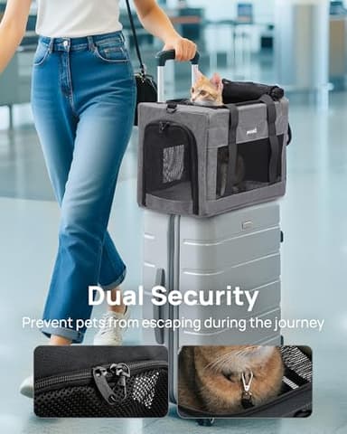 Airline Approved Cat Carrier, Pet Carrier Soft-Sided, Portable Dog Carrier with Stable Structure, TSA Approved Pet Carrier for Pets Less Than 12lbs, Cat Carrier Bag Suitable for Travel, Gray - Image 4