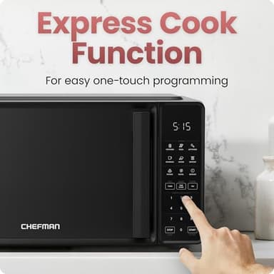 Chefman Countertop Microwave Oven 0.7 Cu. Ft., 700 Watts with 10 Power Levels, 6 Cooking Presets with One-Touch Express Cook, Eco Mode, Child Safety Lock, & Mute Button - Black - Image 5