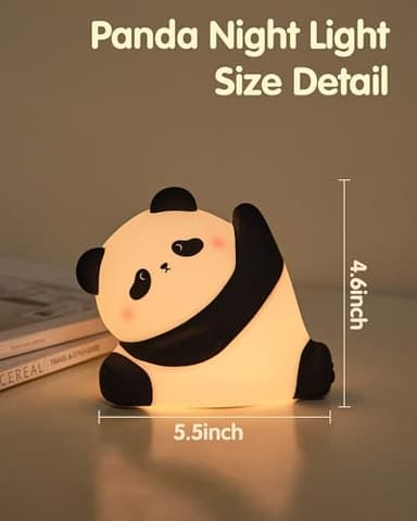 Panda Night Light, Rechargeable 3 Level Dimmable LED Squishy Nursery Nightlight, Food Grade Silicone Animal Night Lamps Cute Bedside Touch Lamp for Breastfeeding Toddler Baby Kids Gifts Decor - Image 6