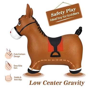INPANY Bouncy Horse Hopper Toys, Toddlers Bouncing Farm Animals, Inflatable Jumping Hopping Horse, Ride on Rubber Bouncer for Kids, Outdoor Indoor Cool Birthday Gifts for 2 3 4 Year Old Girl Boy - Image 4