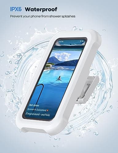 Lamicall Shower Phone Holder Waterproof - 480° Rotatable Retractable Adjustable Shower iPhone Case Holder, Bathroom Wall Phone Mount Stand Water Proof Anti Fog Case, Accessories for 4-7" Cellphones - Image 3