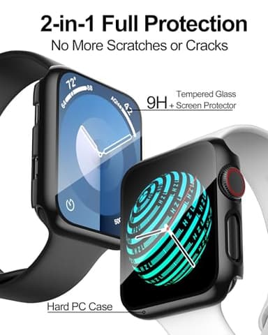 Smiling 2 Pack Case Built in Tempered Glass Screen Protector Compatible with Apple Watch Series 3/Series 2 42mm, Hard PC Case Overall Protective Cover- Black - Image 2