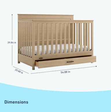 Graco Tristan 5-in-1 Convertible Crib with Drawer (Driftwood) – GREENGUARD Gold Certified, Fits Standard Crib Mattress, Premium Handle, Converts to Toddler Bed, Daybed, and Full-Size Bed - Image 3