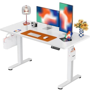 ErGear Height Adjustable Electric Standing Desk, 48 x 24 Inches Sit Stand up Desk, Memory Computer Home Office Desk with Two-Piece Desktop (White) - Image 1