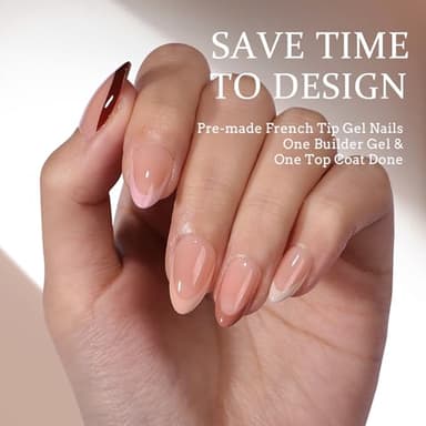 BTArtboxnails XCOATTIPS Press on Nails - French Tip Press on Nails, Fall Nails Short Almond Nail Tips, Skin Tones Soft Gel Nails False Nail, Soak Off Acrylic Nails Extensions Art - Image 3