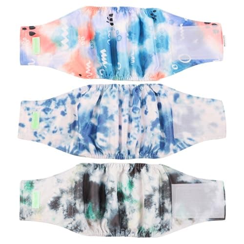 wegreeco Washable Male Dog Belly Band (Stylish Pattern)- Pack of 3 - Washable Male Dog Belly Wrap, Dog Diapers Male (Tie-dye, Ink, X-Small) - Image 1