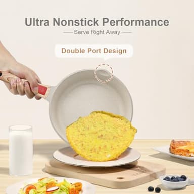 AIKENBBKK 11 Inch/5Qt Nonstick Deep Frying Pan with Lid, Non Stick Skillet with Removable Handle, Aluminum Sauté Pan Compatible with All Stovetops, Dishwasher& Oven Safe (White) - Image 7