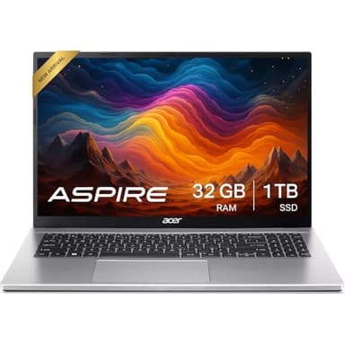 acer Aspire 3 Premium Laptop Computer Featuring Backlit Keyboard | AMD Ryzen 5 7430U CPU | 32GB RAM | 1TB SSD | 15.6" FHD Display | Fast Wi-Fi 6 | Webcam | Copilot AI Chat | Windows 11 Pro - Image 1