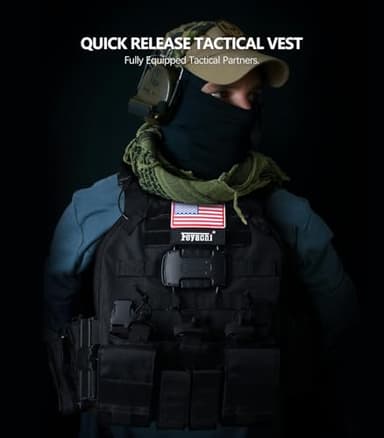 Feyachi TM 20 Magnetic Tactical Vest - Airsoft Vest MOLLE System Multifunctional Quick Release Vests Full Body Adjustable Magnetically Fixed One Button Disassembly - Image 7