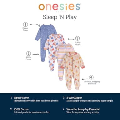 Onesies Brand Baby-Girls 4-Pack Sleep 'N Play Footies Multi Pack, Carnival Treats - Image 6
