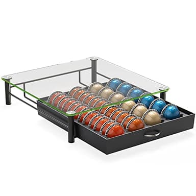 DecoBrothers Crystal Tempered Glass Vertuo Pod Holder Drawer, 24 Large or 48 Small Nespresso Capsule Organizer - Image 6