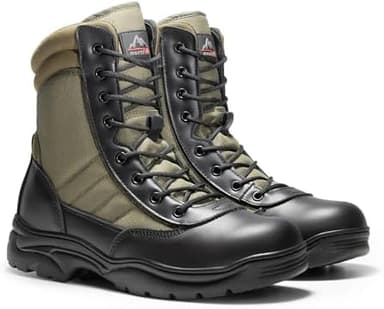 NORTIV 8 Men's Military Tactical Work Boots Side Zipper Leather Motorcycle Combat Boots Trooper - Image 9