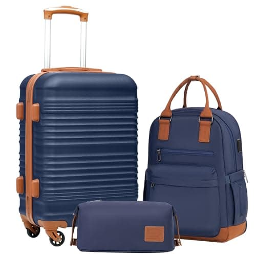 Coolife Luggage Set 3 Piece Luggage Set Carry On Suitcase Hardside Luggage with TSA Lock Spinner Wheels(Navy, 3 piece set (BP/TB/20)) - Image 1