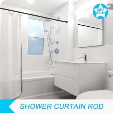 Shower Curtain Rod Black Tension Rod 45 to 77 Inch Spring Curtain Rod Shower rod Non Slip shower curtain rod 1pcs for Windows No Drilling Adjustable Tension Rods of Curtain Window Closet Kitchen - Image 2