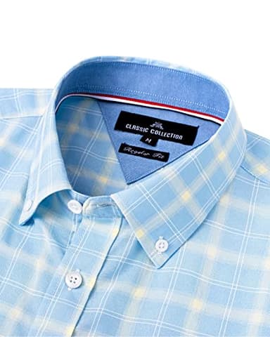 Alimens & Gentle Men's Plaid Button Down Shirts Cotton Long Sleeve Dress Shirts Regular Fit Gingham Shirts - Image 3