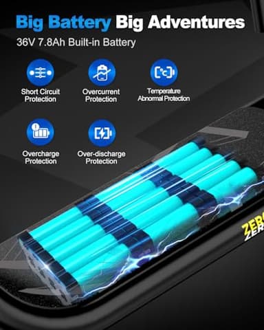 Electric Scooter with Seat ZD06, 800W Peak Motor, 20 Mile Range & 15.5 Mph, Key Start, Foldable E-Scooter with Carry Basket for Pets & Cargo, Electrically-Powered Motor Scooters - Image 6