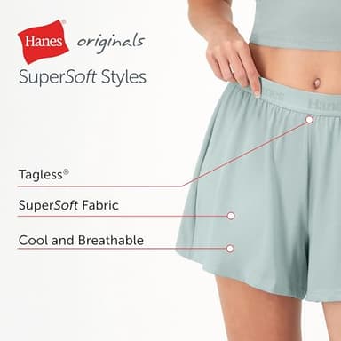 Hanes Women's Originals Sleep, 2-Pack, Comfywear Supersoft Lounge Shorts Pack, 3.25", Black/Stargazer Grey, Medium - Image 4