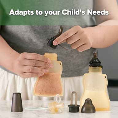 haakaa Pouch Reusable Baby Food Pouch, Reusable Pouches for Toddlers Kids Squeezable Pouch, Washable Freezer - Make Homemade Organic Food for Babies/Toddlers, 4oz, 2 Pack (Yellow) - Image 7