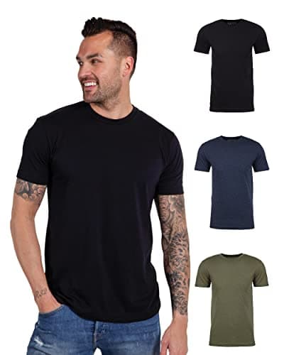 INTO THE AM Men's Fitted Crewneck Essential Blank Tees 3-Pack - Tshirts Multipack Casual Fitted Gym Fresh Classic Plain Fashion Short Sleeve Undershirts (Black/Navy/Olive Green, XX-Large) - Image 1