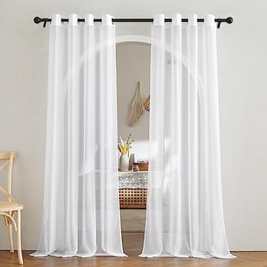 NICETOWN White Sheer Curtains 84 inches Long - Home Decoration Grommet Airy & Lightweight Elegant Window Treatments with Light Filtering for Bedroom/Living Room (2 Panels, W54 x L84) - Image 1