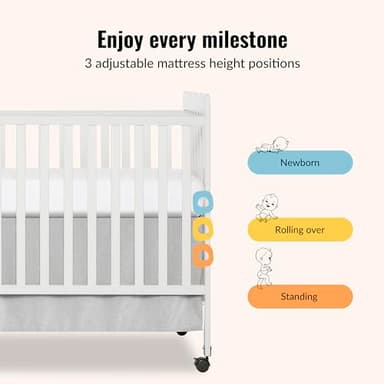 Dream On Me Carson Classic 3-in-1 Convertible Full-Size Baby Crib in White, GreenGuard Gold & JPMA, 4 Mattress Heights, Converts to Day & Toddler Bed, Locking Wheels, Classic Nursery Design - Image 5