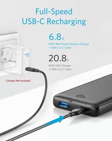 ANKER Portable Charger 2-Pack, 20000mAh Battery with 20W USB-C Output, Supports Power Delivery, 525 Power Bank (PowerCore Essential 20K PD) for iPhone 15/14 Series, Samsung, iPad Pro, and More - Image 5