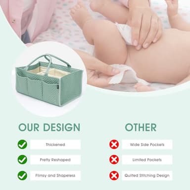 Skycase Large Diaper Caddy Organizer, Baby Organizers and Storage for Newborn Essentials Must Haves, Nursery Storage Basket for Baby Shower Gifts, Baby Registry Search for Boy or Girl - Green - Image 4