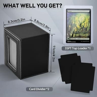 ZLCA MTG Deck Box with Commander Window Display, Trading Card Storage Box Holds 100 Double-Sleeved Cards Suitable for TCG/CCG/PTCG/EDH/Magic/Sport Cards (Black) - Image 2