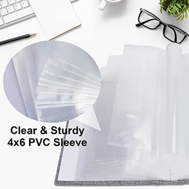 Vienrose Small Photo Album 4x6 Photos, 2 Pack Linen Cover Mini Photo Book, 26-Page Holds 52 Pictures, Artwork or Postcards Storage for Baby, Grey - Image 4