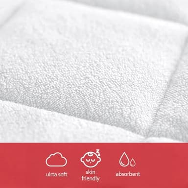 Diaper Changing Pad Liner Non-Slip, Waterproof Terry Mat, Quilted Absorbent Bassinet Liners Washable, 3 Pack 13"x 26" Reusable Portable Changing Table Pad Rectangle White - Image 4