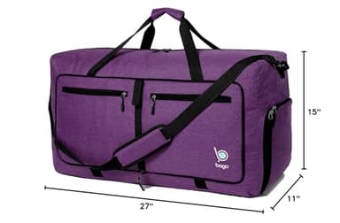 Bago Large Foldable Duffel Bags for Traveling Women & Men - 80L Packable Duffle Bag for Travel with Shoe Compartment - Water Repellant, Heavy Duty, Lightweight Folding & Collapsible (SnowDepPurple) - Image 12