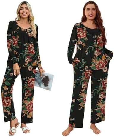 POPYOUNG Womens Pajama Set 2 Pieces Fall Long Sleeve Pjs Winter Ladies Pajamas Lounge Sleepwear with Pockets - Image 4