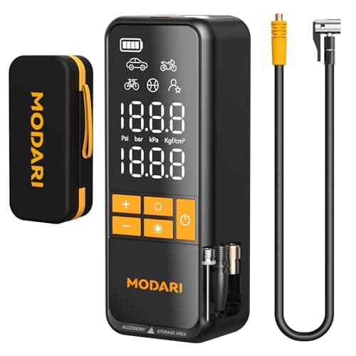 MODARI Tire Inflator Portable Air Compressor, 5X Faster 160 PSI Portable Tire Inflator for Car with Carrying Case, Built-in Magnetic Storage, Auto Shut-Off Cordless Air Pump for Car Tires, SUV, Truck - Image 1