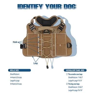 PETNANNY Tactical Service Dog Vest - No-Pull Emotional Support Harness with Hook & Loop Patches & Molle System for Training & Hunting (Khaki, Small) - Image 2